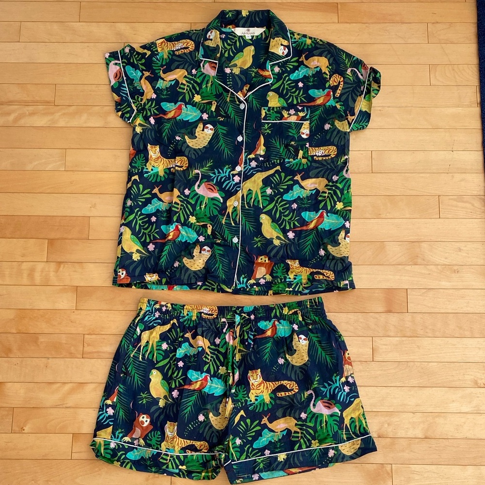 Women's Jungle Print Pajama Set - Navy